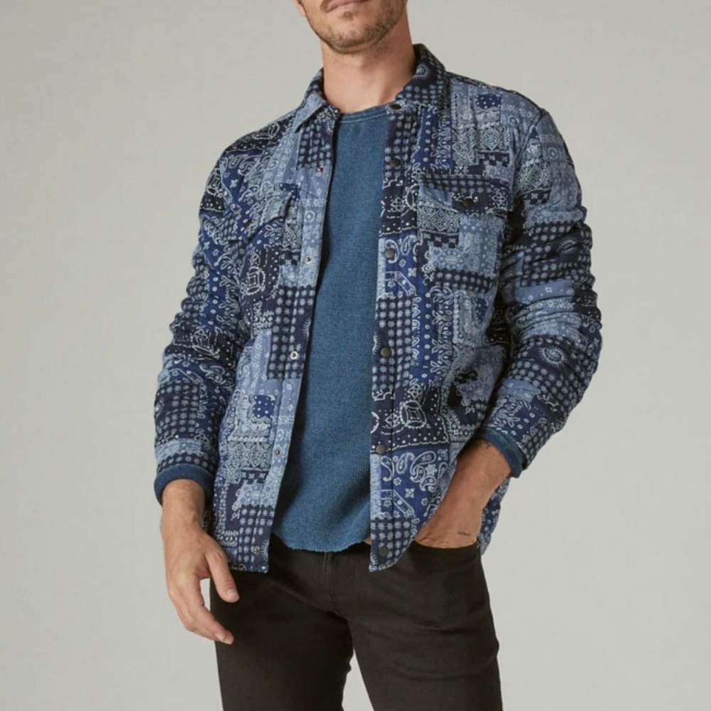Lucky Brand Navy and White Patchwork Jacket